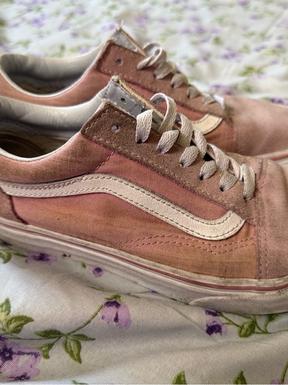 Vans Pink Canvas Low-Top Sneakers with White Stripe